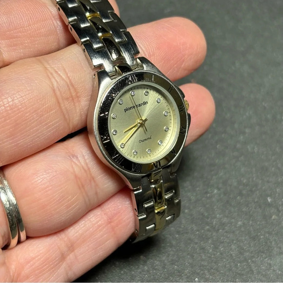 Pierre Cardin Ladies Watch Diamond Accent Quartz Two Tone Watch Working - Picture 5 of 8